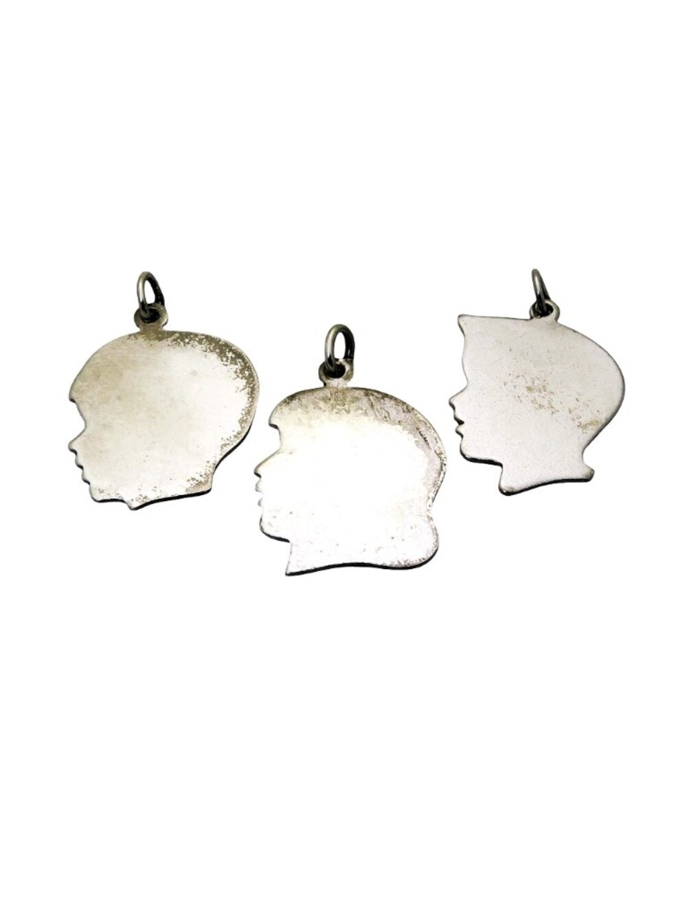 Lot of 3 Vintage Sterling Silver Engraved Boy and Girl Child Silhouette Charms